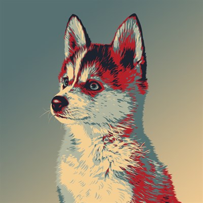 Propaganda Pop Art Portrait for A Cute Puppy Dog,by myDaVinci - myDaVinci